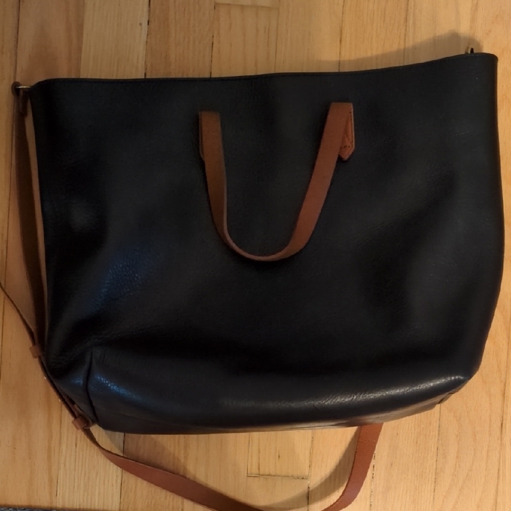Madewell Black and Tan Tote Bag